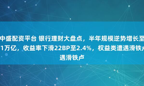 中盛配资平台 银行理财大盘点，半年规模逆势增长至31万亿，收益率下滑22BP至2.4%，权益类遭遇滑铁卢