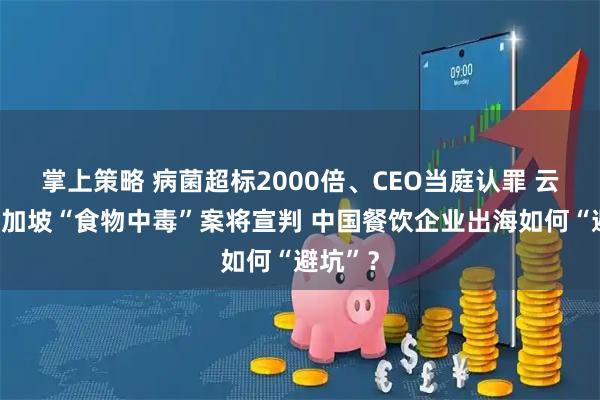 掌上策略 病菌超标2000倍、CEO当庭认罪 云海肴新加坡“食物中毒”案将宣判 中国餐饮企业出海如何“避坑”？
